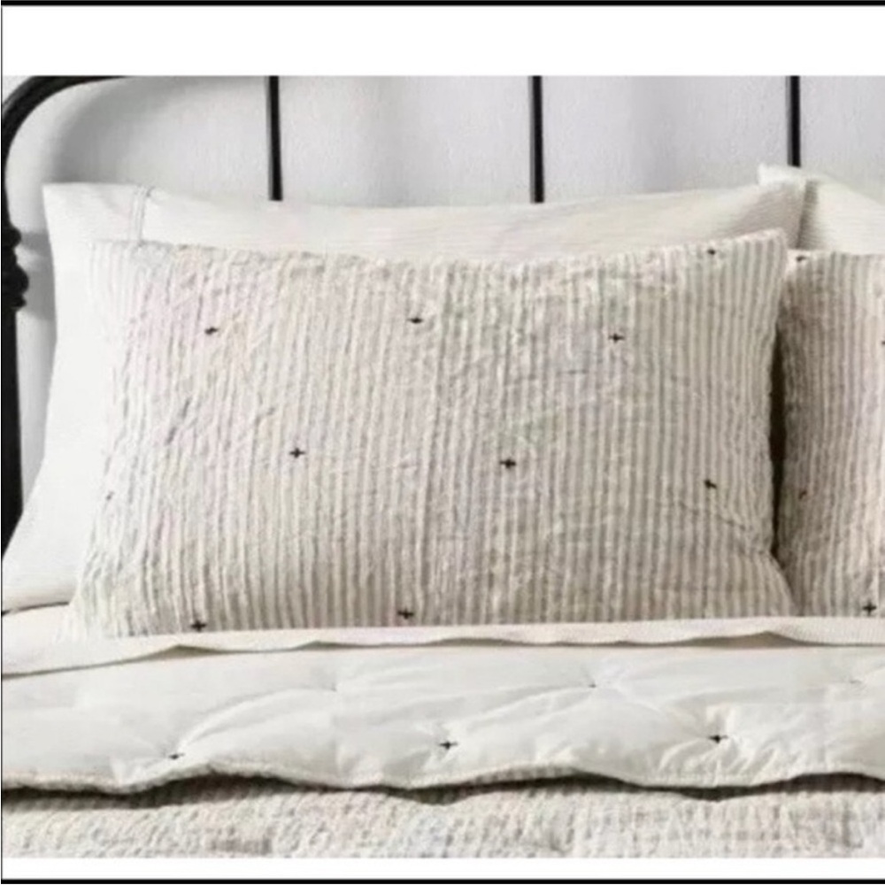 Stripe and Stitch Embroidery 1/ Sham ~ Hearth & Hand with Magnolia